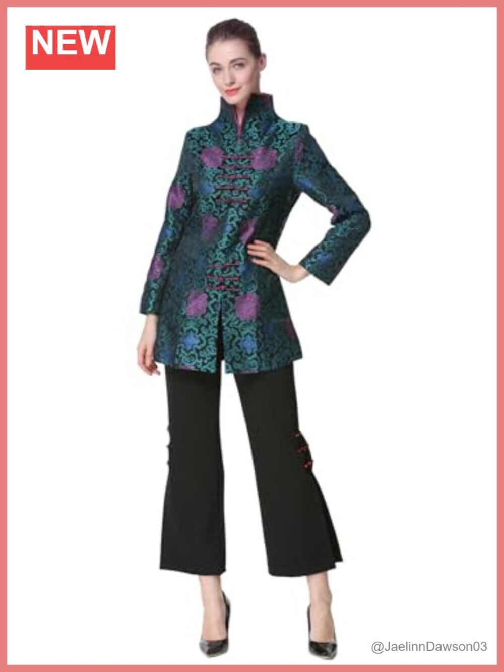 Brocade Chinese Tang Suit Jacket Mandarin Collar Floral Formal